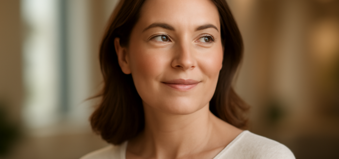 How Does a Plasma BioFiller Lift Compare to Traditional Dermal Fillers? Woman with restored cheek and under-eye volume after Plasma BioFiller treatment for natural facial rejuvenation.