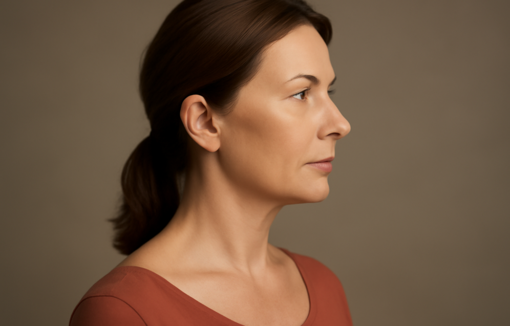 RF Microneedling vs. ResurFX vs. Endolift: Matching the Right Skin Tightening Treatment to Your Skin Side profile of woman with defined jawline and smooth neck after non-surgical skin tightening treatment in Tampa Bay.