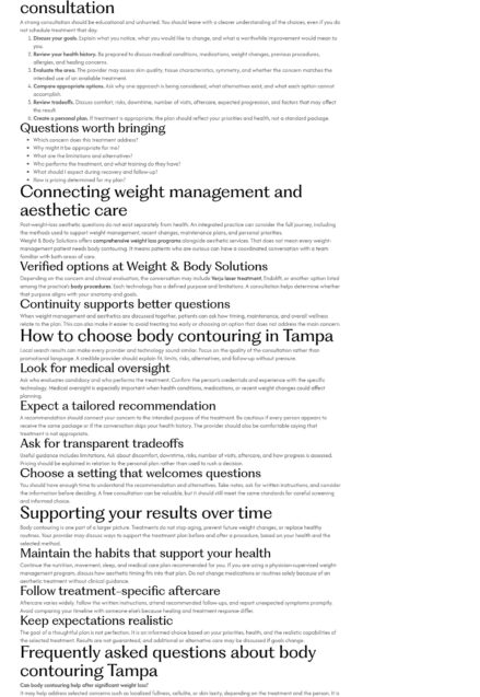 Patient discussing body contouring options after weight loss with a medical provider in Tampa