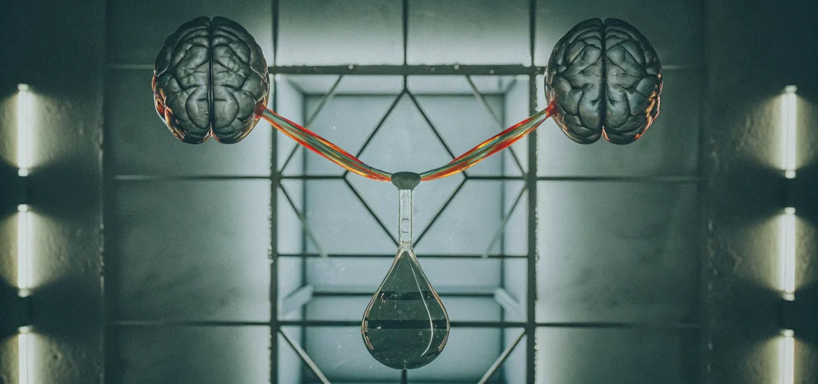 A droplet connected to two brains shows how tirzepatide works for weight loss.