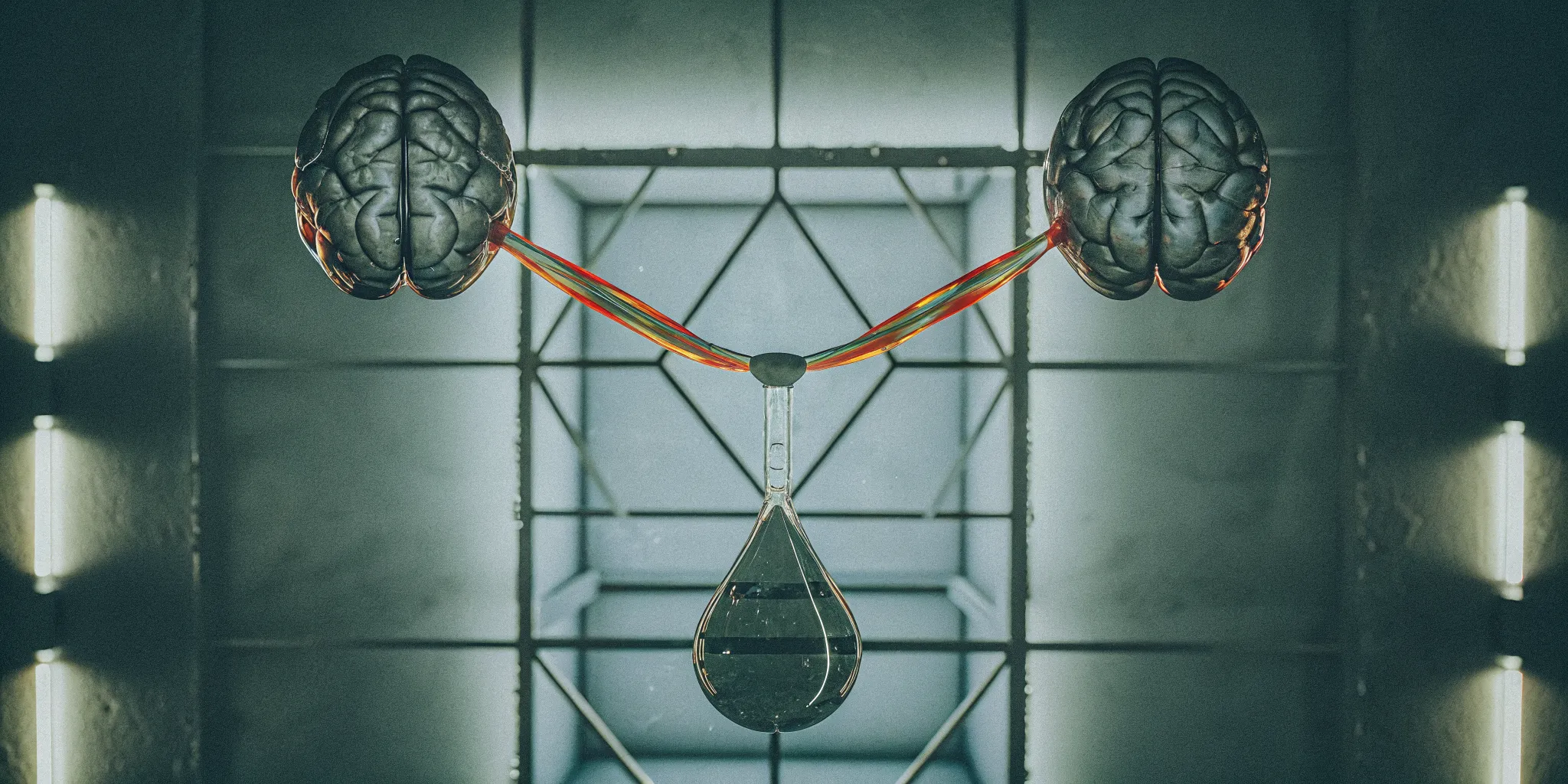 A droplet connected to two brains shows how tirzepatide works for weight loss.