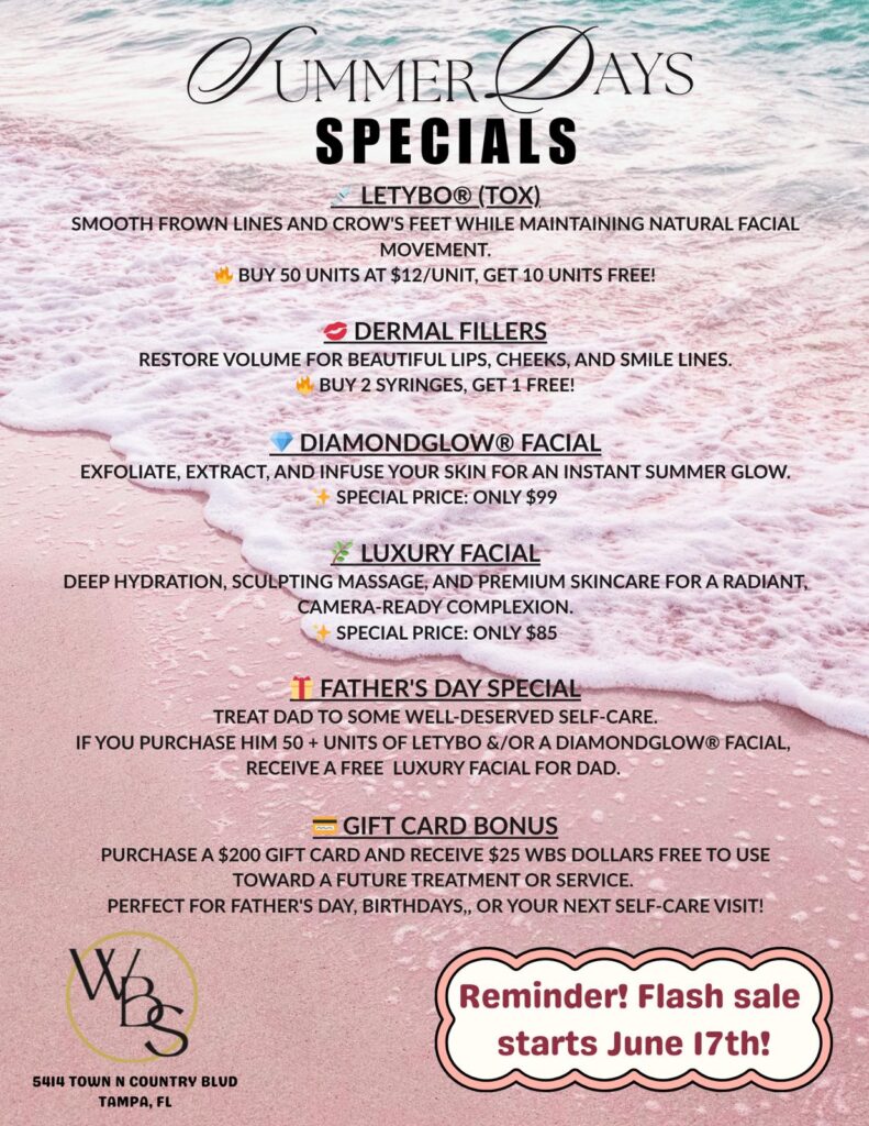 June 2026 Summer Days Specials flyer for Weight and Body Solutions