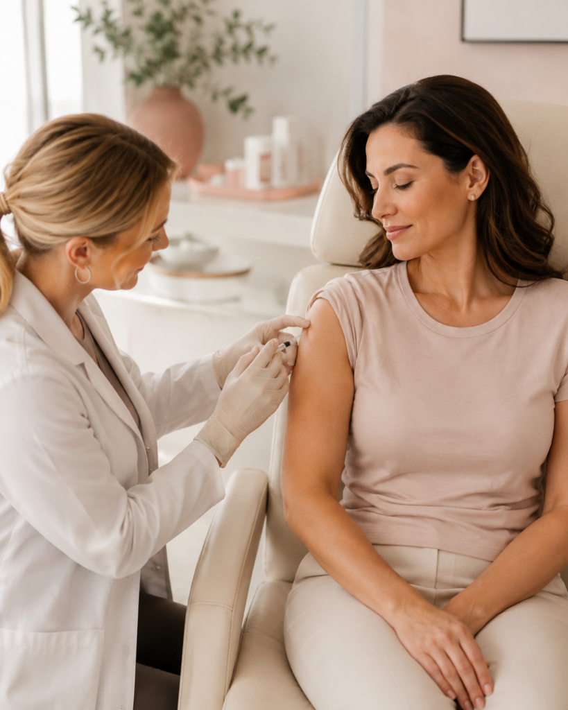 Provider administering an injection for the MICC weight loss program special