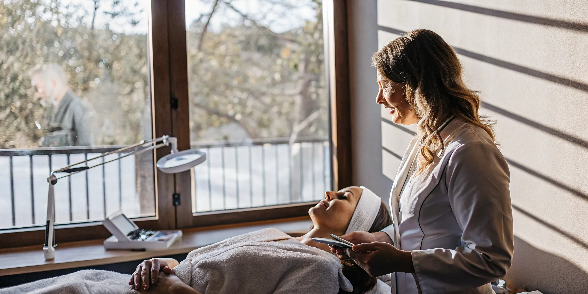 Patient discussing laser skin resurfacing with a clinical provider in Tampa