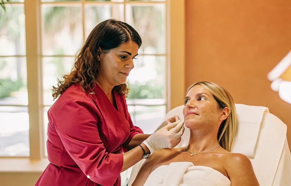 pdo-thread-lift-tampa-consultation-guide Woman discussing a PDO thread lift with a medical aesthetics provider in Tampa