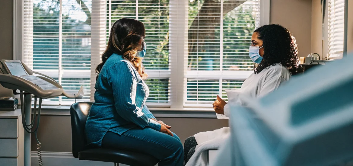 Patient discussing pellet therapy with a Tampa medical provider